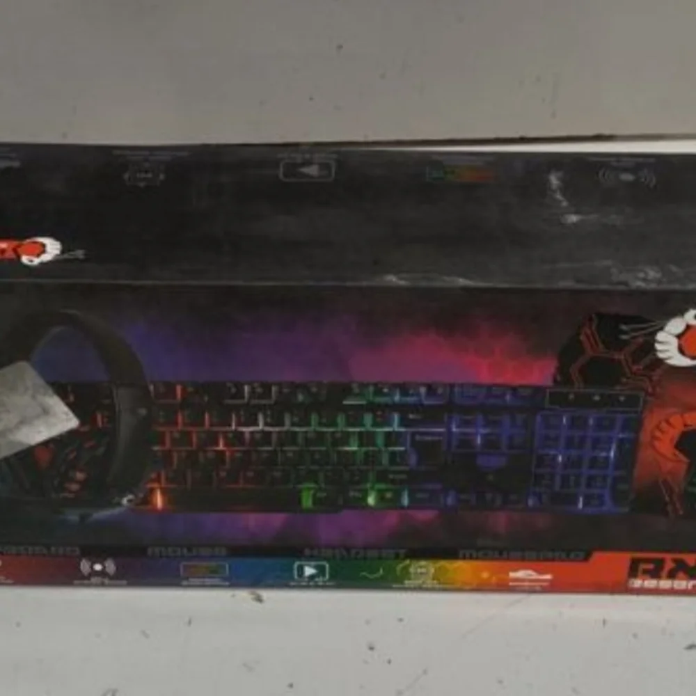 Gaming Keyboard, Mouse, and Headset Bundle - Black and Red